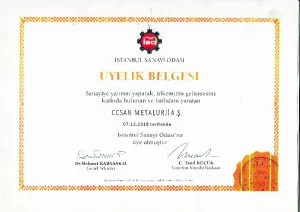 ccsan sanayi odası sertifikası